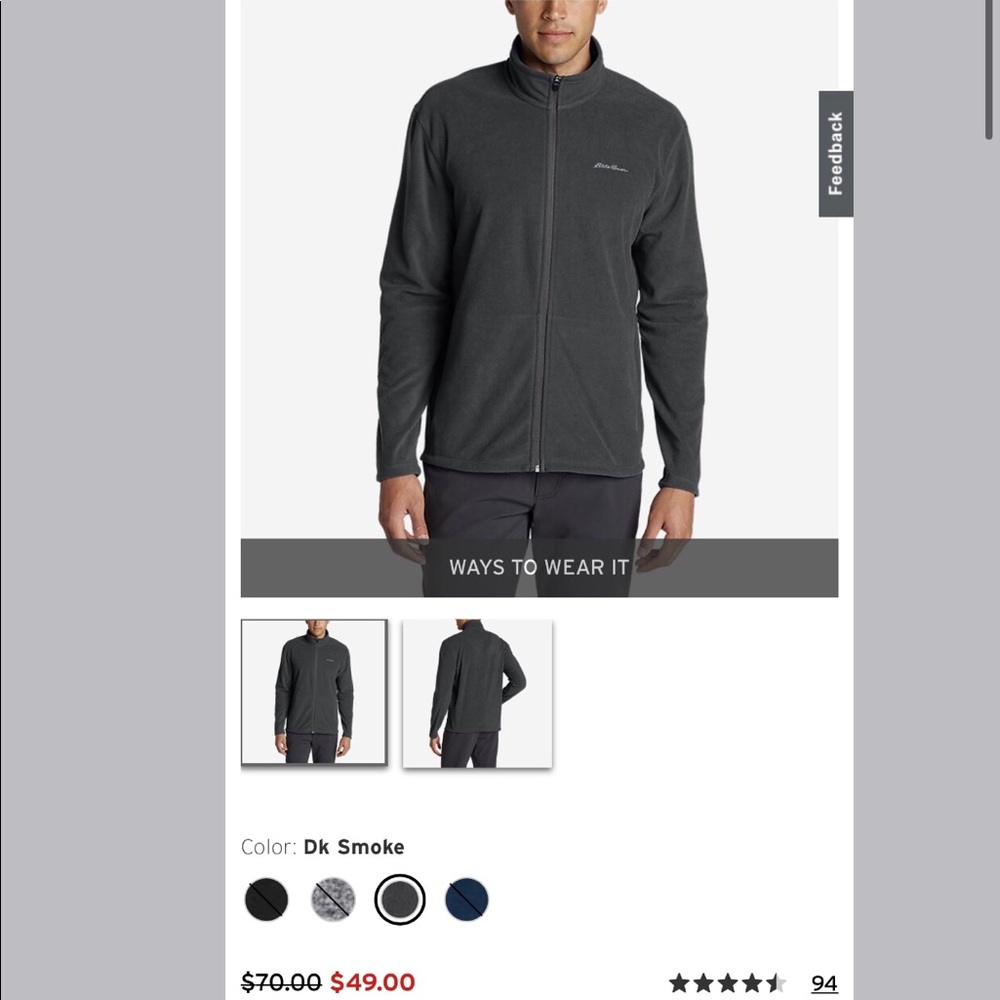 Men’s Eddie Bauer Quest 200 Fleece Zip Up Jacket